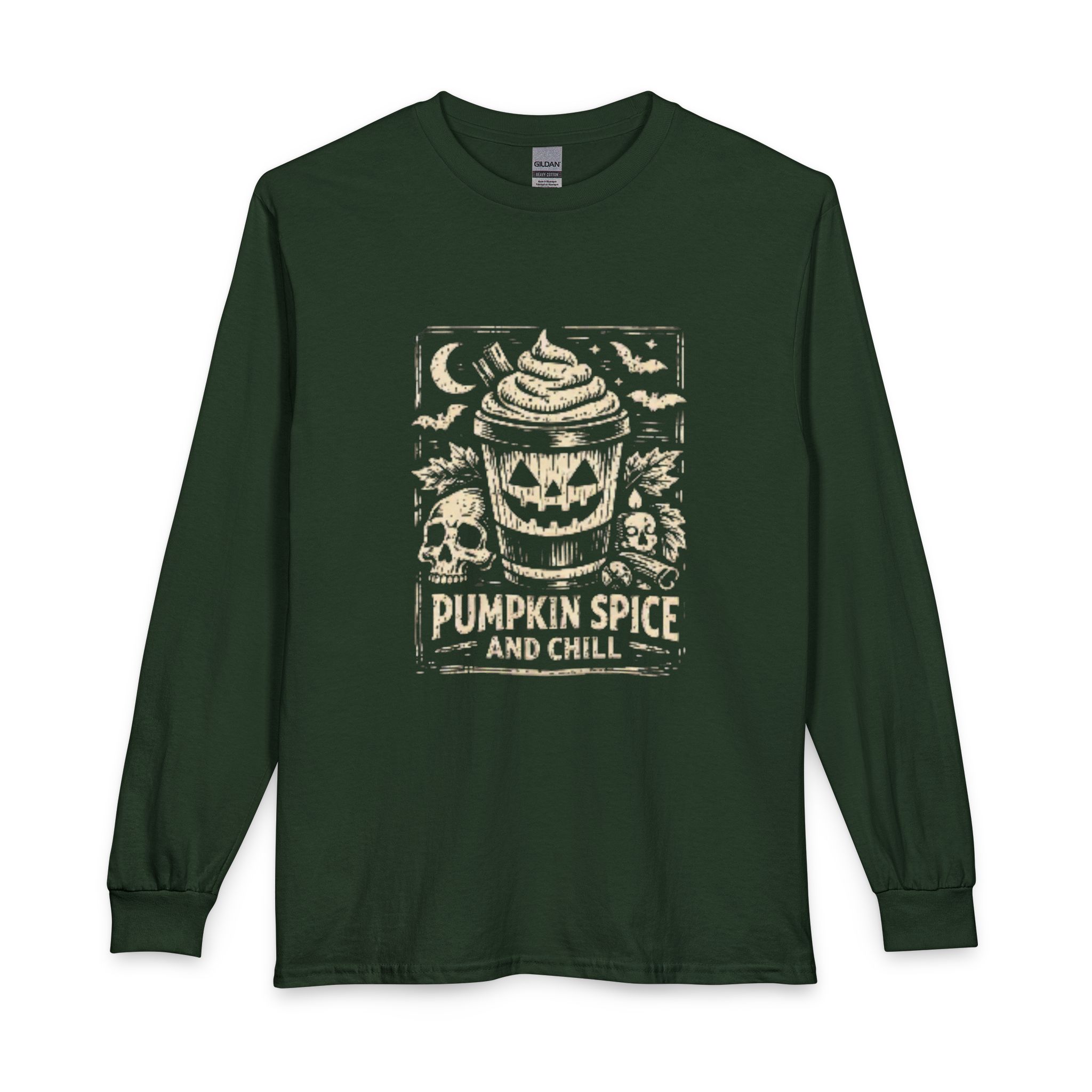 Pumpkin Spice and Chill Long Sleeve T-Shirt | Fall Coffee Autumn Tee - Image 2