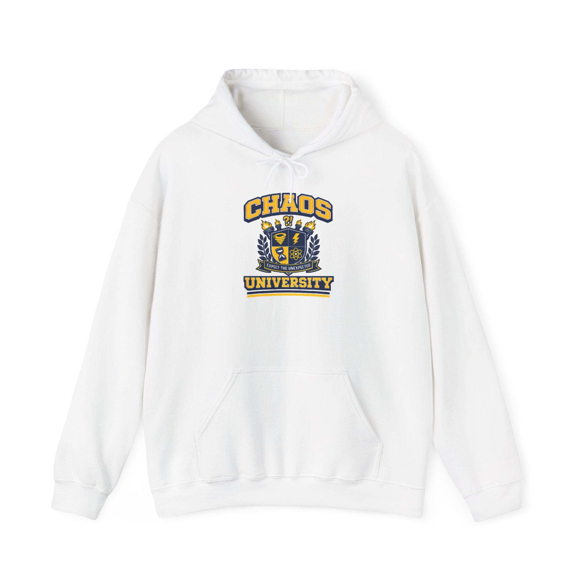 Chaos University Crest Hoodie | Collegiate Shield Logo Sweatshirt