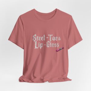 Steel-Toe & Lip-Gloss Tee | Gothic Script, Lipstick Graphic
