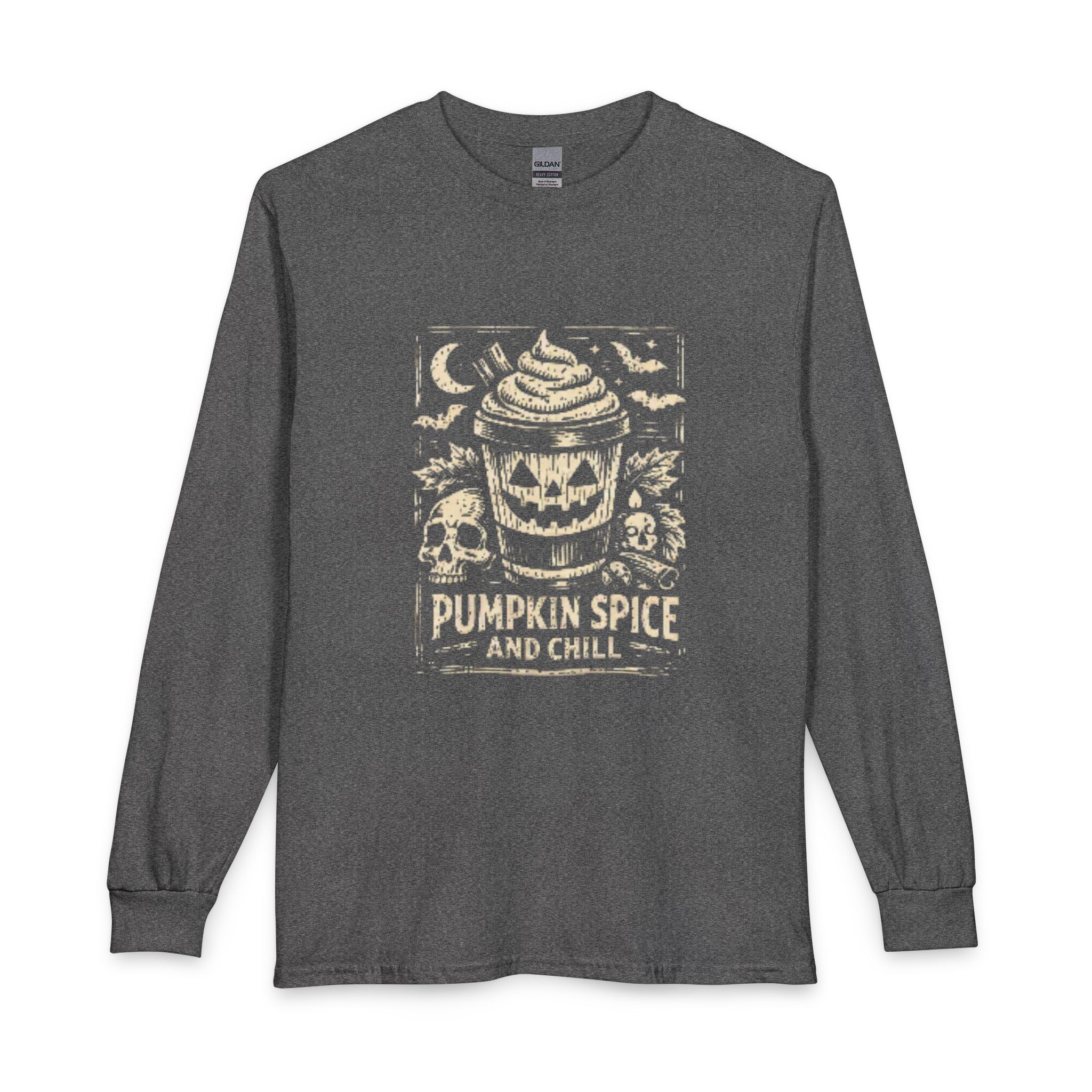 Pumpkin Spice and Chill Long Sleeve T-Shirt | Fall Coffee Autumn Tee - Image 3