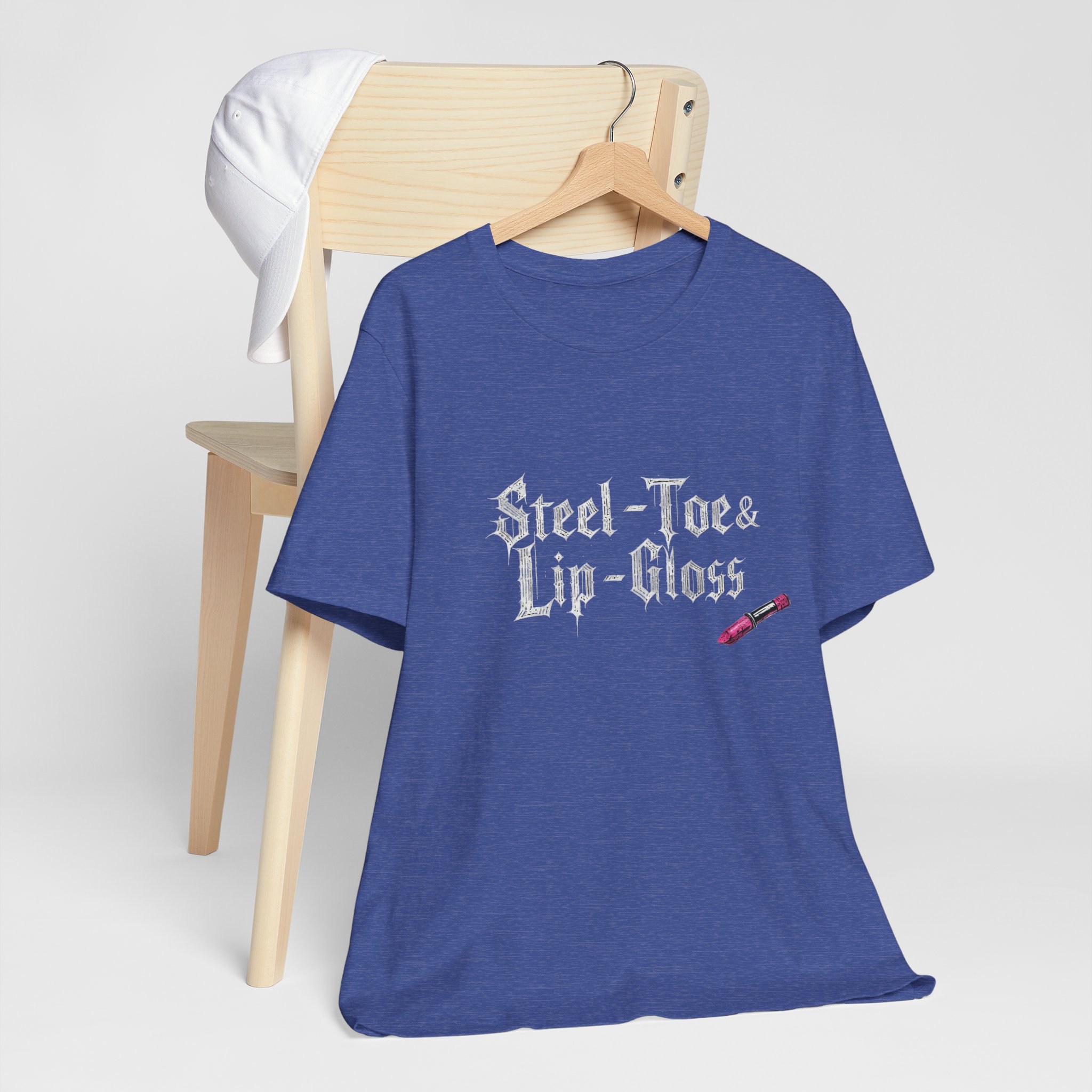 Steel-Toe & Lip-Gloss Tee | Gothic Script, Lipstick Graphic - Image 7